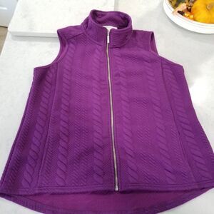 Coldwater Creek curved hem cable vest size petite large